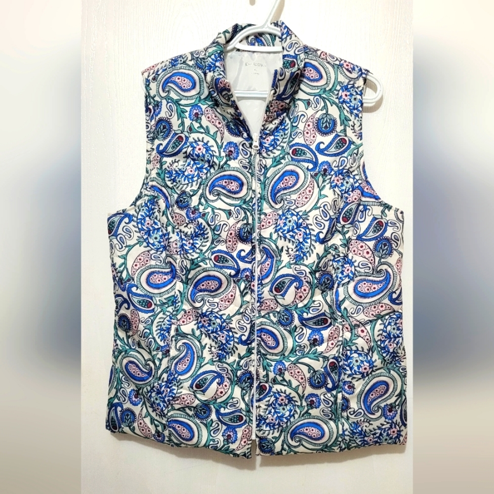 Kim Rogers Lined Vest, Multi-colored Paisley, Size XL